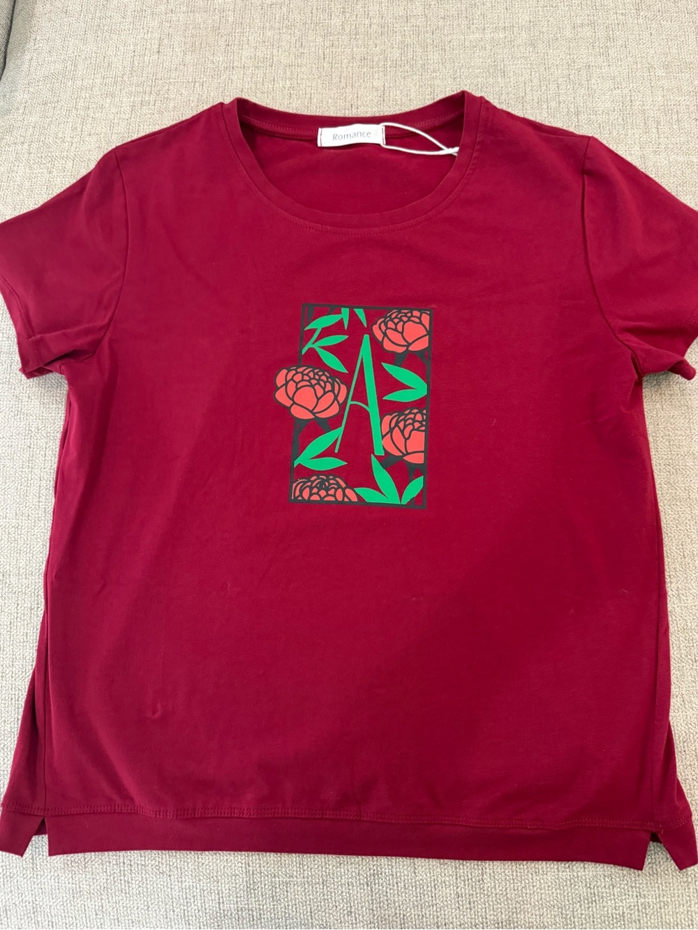 Girls' Maroon Floral Graphic Tee